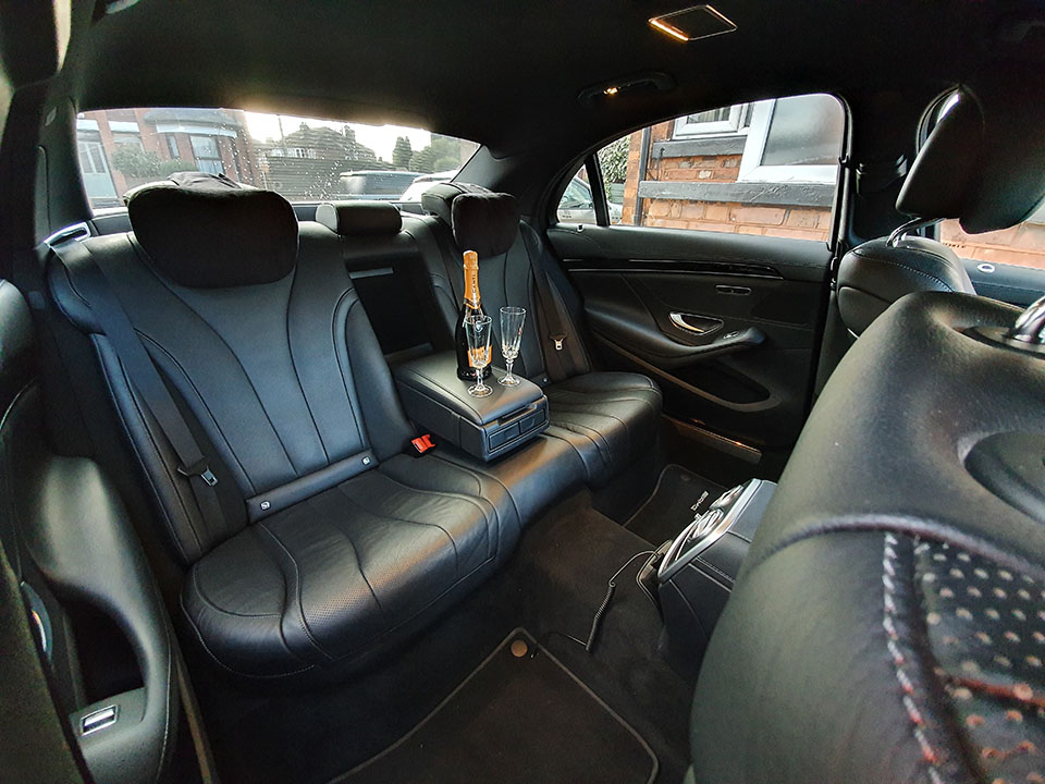Silver Mercedes S Class Wedding Car Hire Interior
